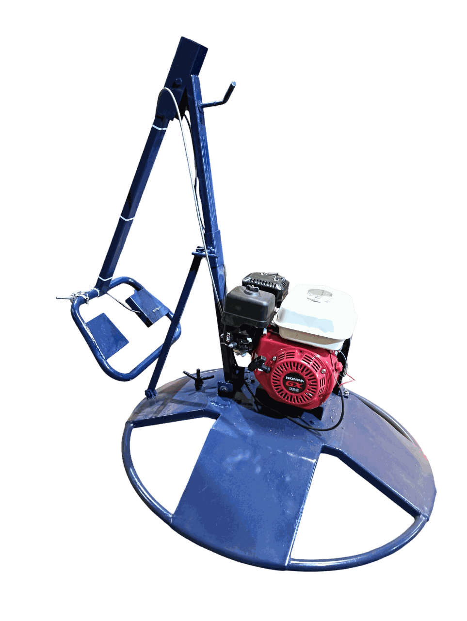 Power Trowel with Petrol Engine side view with folded handle 